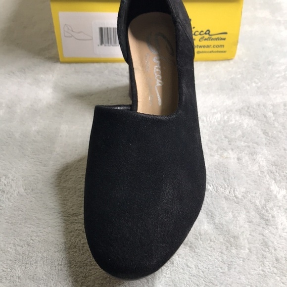 Sbicca Volin Mule Black Teardrop Stacked Heel Suede Size 7 New - Picture 5 of 11